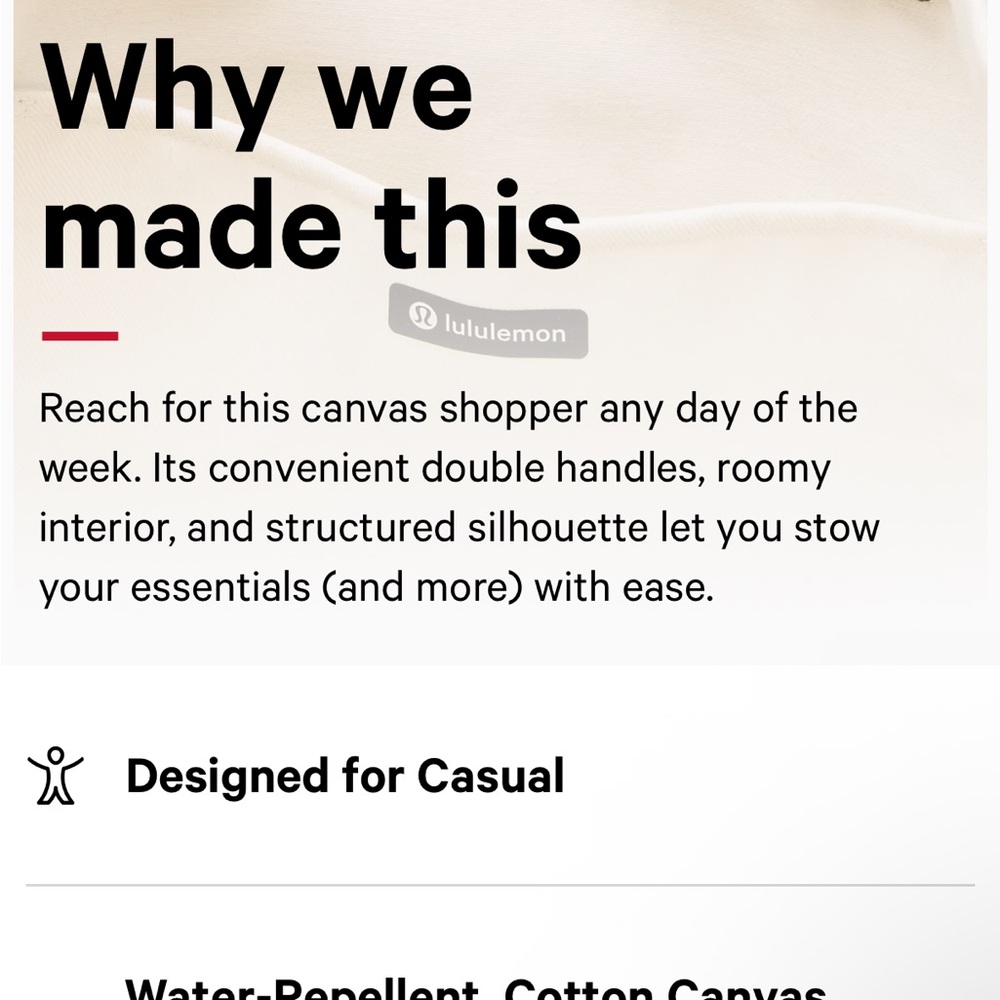 🆕 Lululemon Canvas Double Handle Tote Bag - Picture 12 of 15